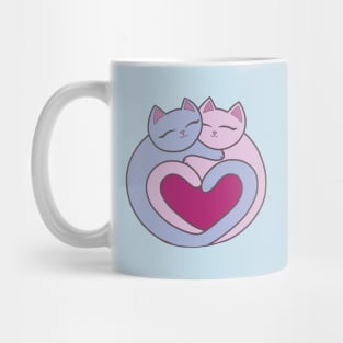 Pink Heart Love Cats Kawaii Mug